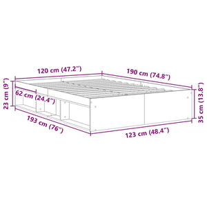 Πλαίσιο Κρεβατιού Καφέ Δρυς 120 x 190 εκ. Small Double