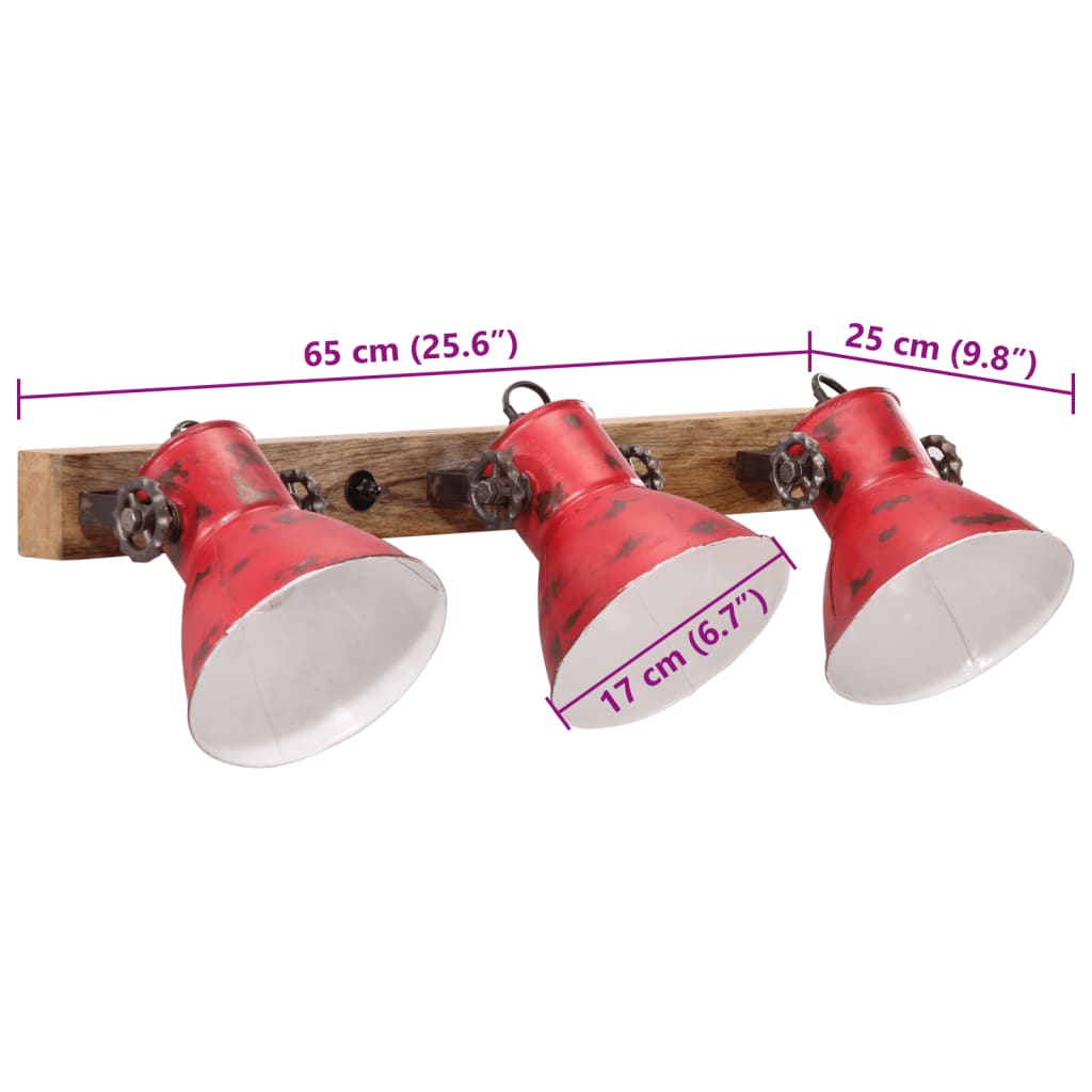 Φωτιστικό Τοίχου 25 W Αντικέ Κόκκινο 65 x 25 εκ. Ε27 - Pakobazaar