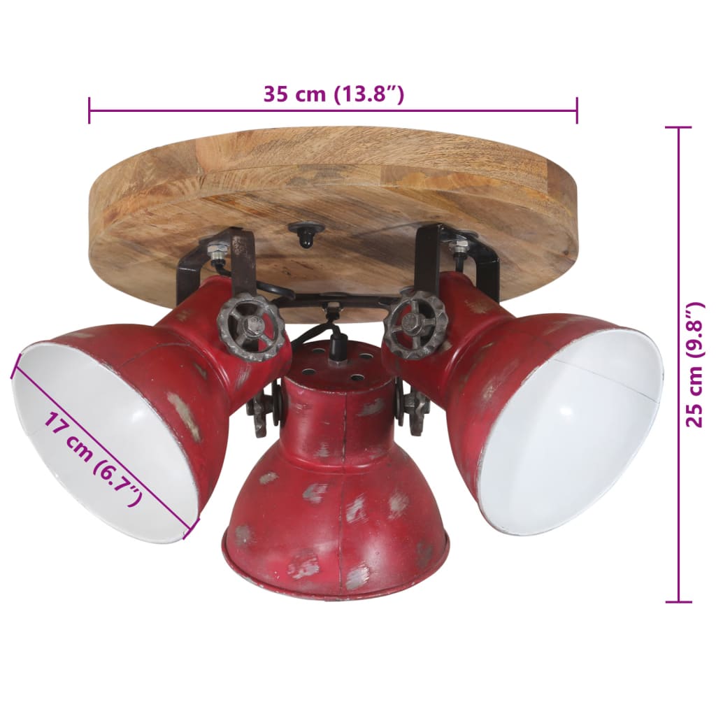 Φωτιστικό Οροφής 25 W Αντικέ Κόκκινο 35 x 35 x 25 εκ. Ε27 - Pakobazaar