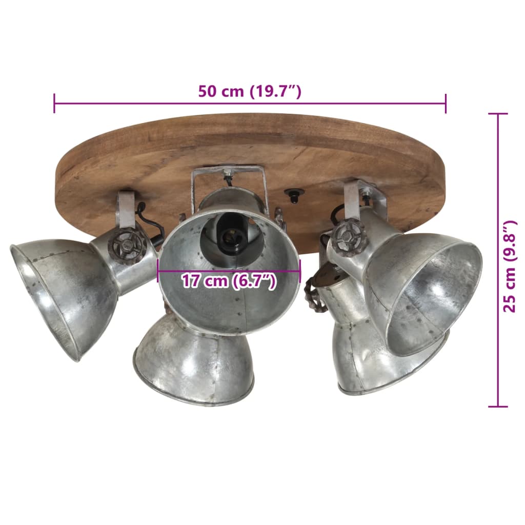 Φωτιστικό Οροφής 25 W Vintage Ασημί 50x50x25 εκ. Ε27 - Pakobazaar