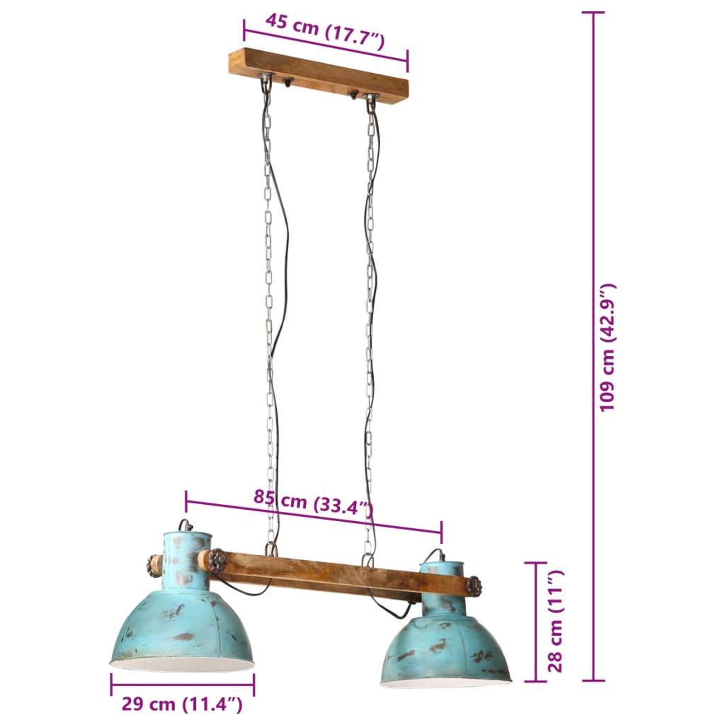 Φωτιστικό Κρεμαστό 25 W Αντικέ Μπλε 85x28x109 εκ. Ε27 - Pakobazaar