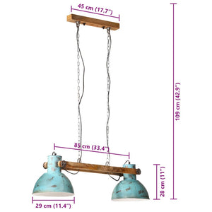 Φωτιστικό Κρεμαστό 25 W Αντικέ Μπλε 85x28x109 εκ. Ε27 - Pakobazaar