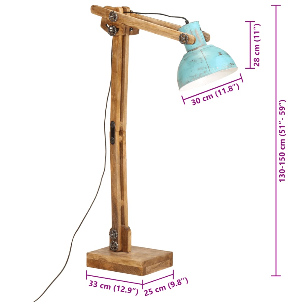 Φωτιστικό Δαπέδου 25 W Αντικέ Μπλε 33x25x130-150 εκ. Ε27