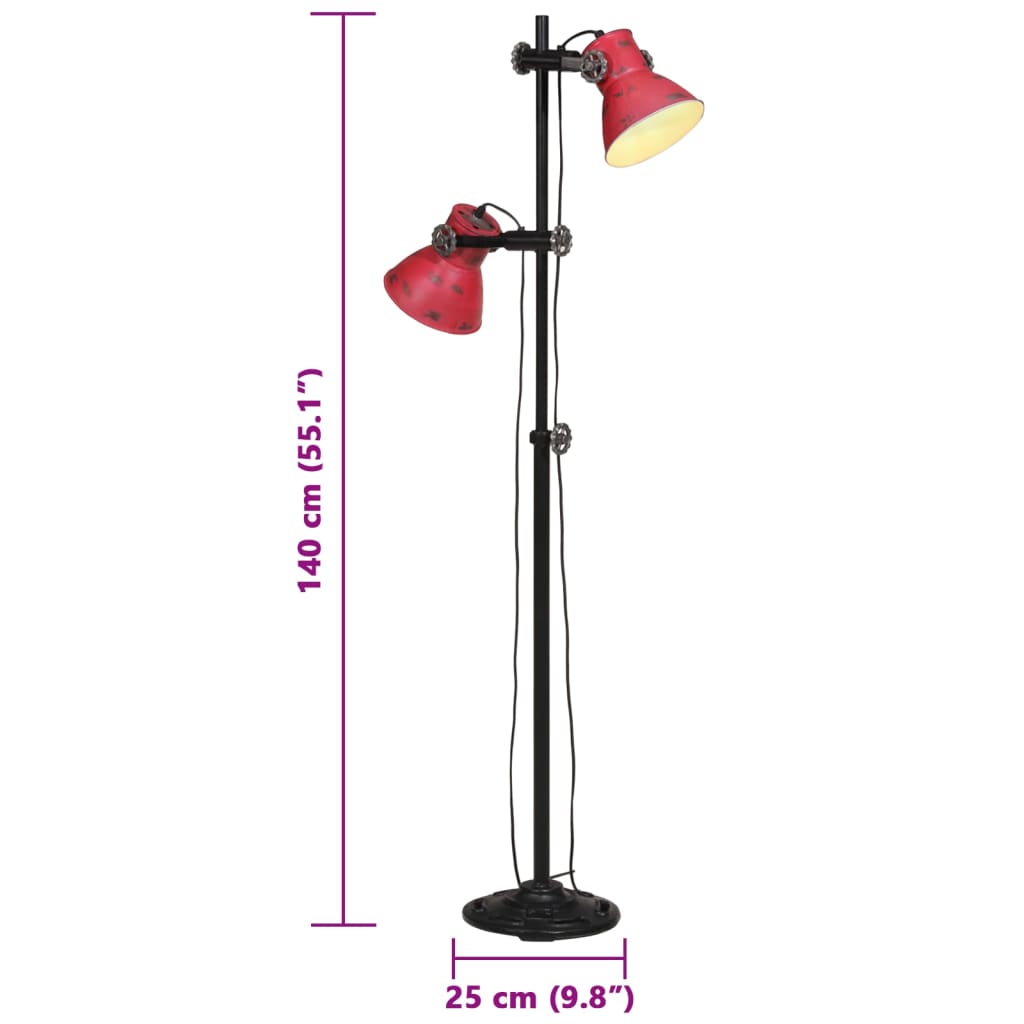 Φωτιστικό Δαπέδου 25 W Αντικέ Κόκκινο 25 x 25 x 90/140 εκ. Ε27 - Pakobazaar