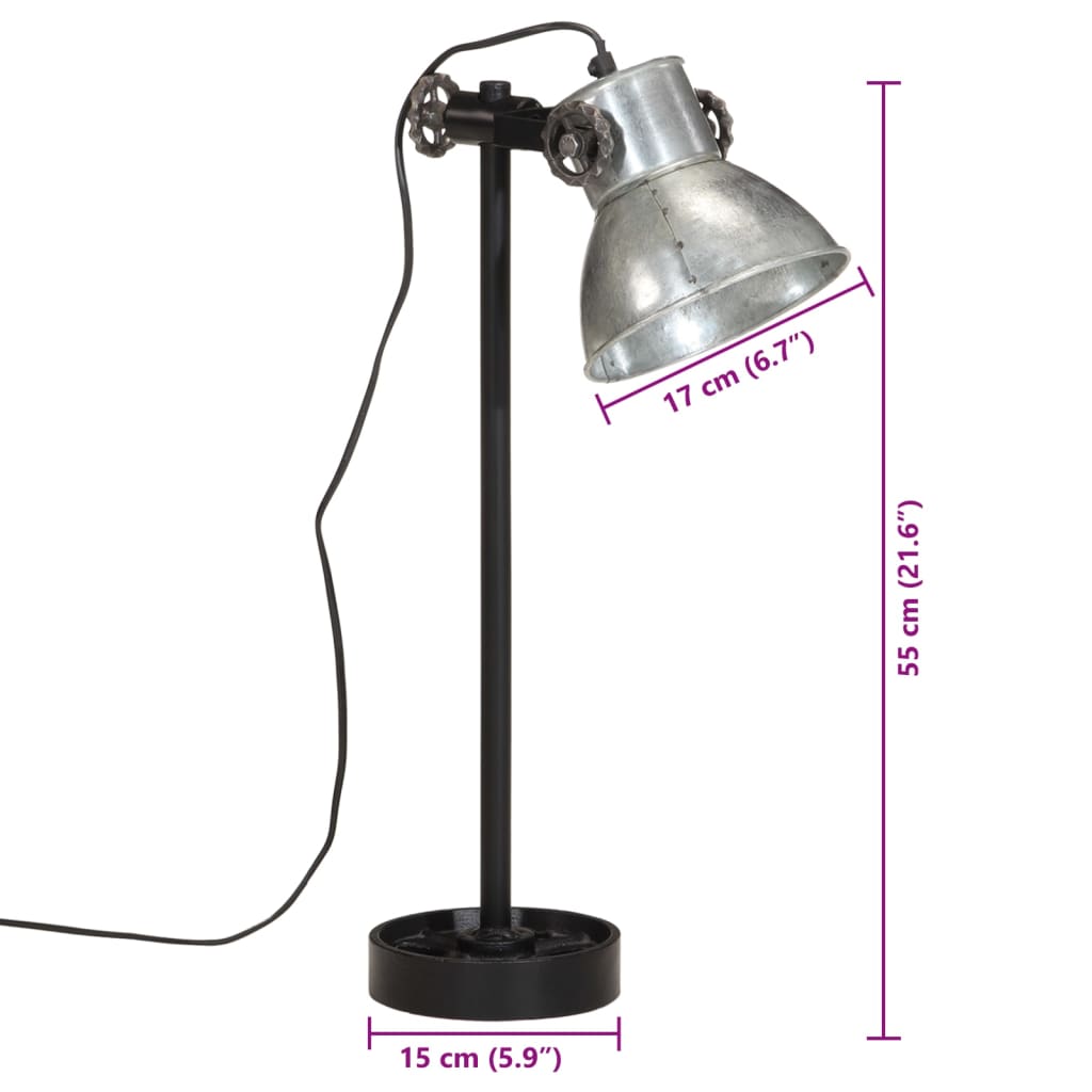 Φωτιστικό Γραφείου 25 W Vintage Ασημί 15x15x55 εκ. Ε27 - Pakobazaar