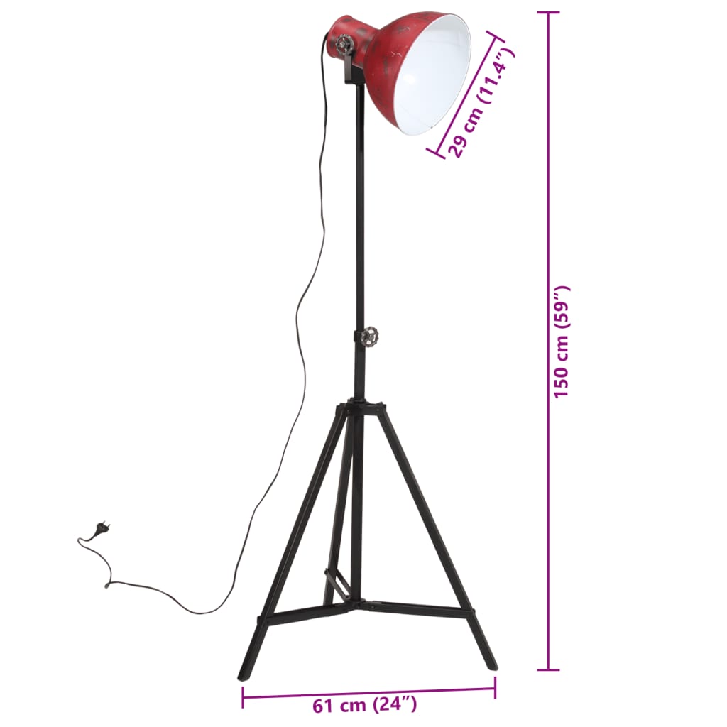 Φωτιστικό Δαπέδου 25 W Αντικέ Κόκκινο 61x61x90/150 εκ. Ε27