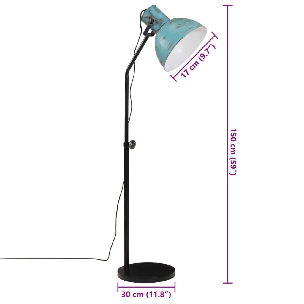Φωτιστικό Δαπέδου 25 W Αντικέ Μπλε 30x30x90-150 εκ. Ε27