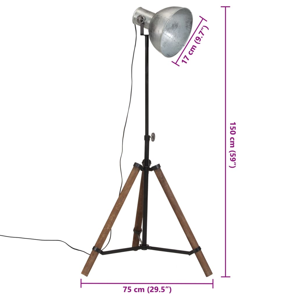 Φωτιστικό Δαπέδου 25 W Vintage Ασημί 75x75x90-150 εκ. Ε27 - Pakobazaar