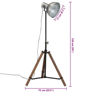 Φωτιστικό Δαπέδου 25 W Vintage Ασημί 75x75x90-150 εκ. Ε27 - Pakobazaar