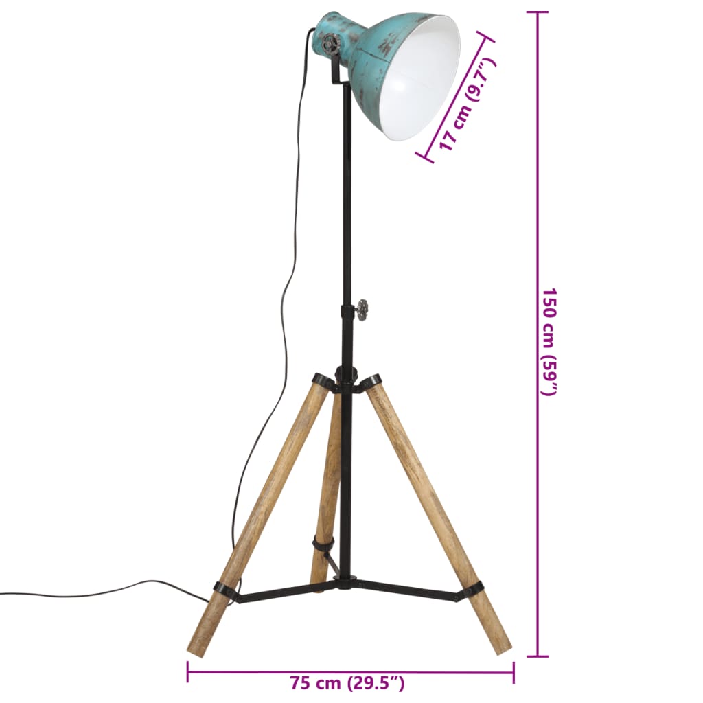 Φωτιστικό Δαπέδου 25 W Αντικέ Μπλε 75x75x90-150 εκ. Ε27
