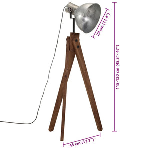 Φωτιστικό Δαπέδου 25 W Vintage Ασημί 45x45x120 εκ. Ε27 - Pakobazaar