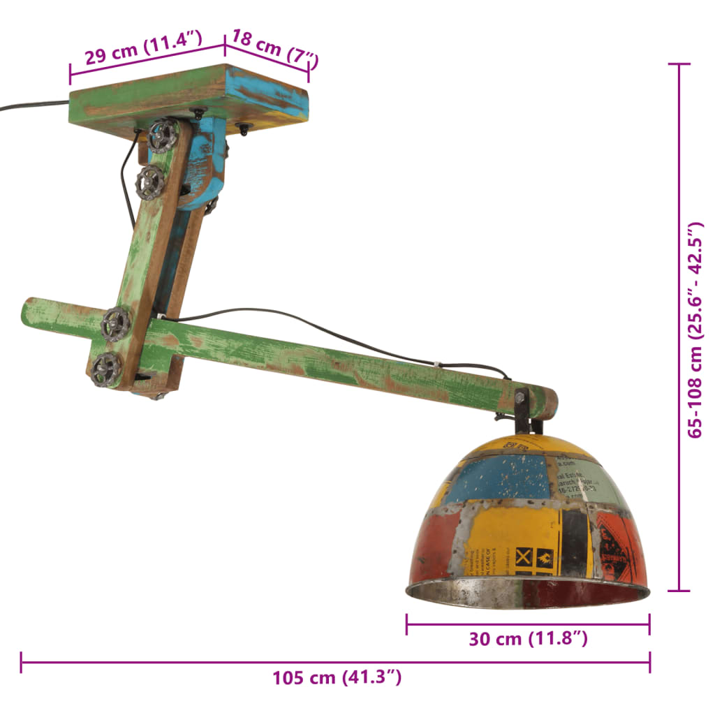 Φωτιστικό Οροφής 25 W Πολύχρωμο 105x30x65-108 εκ. Ε27