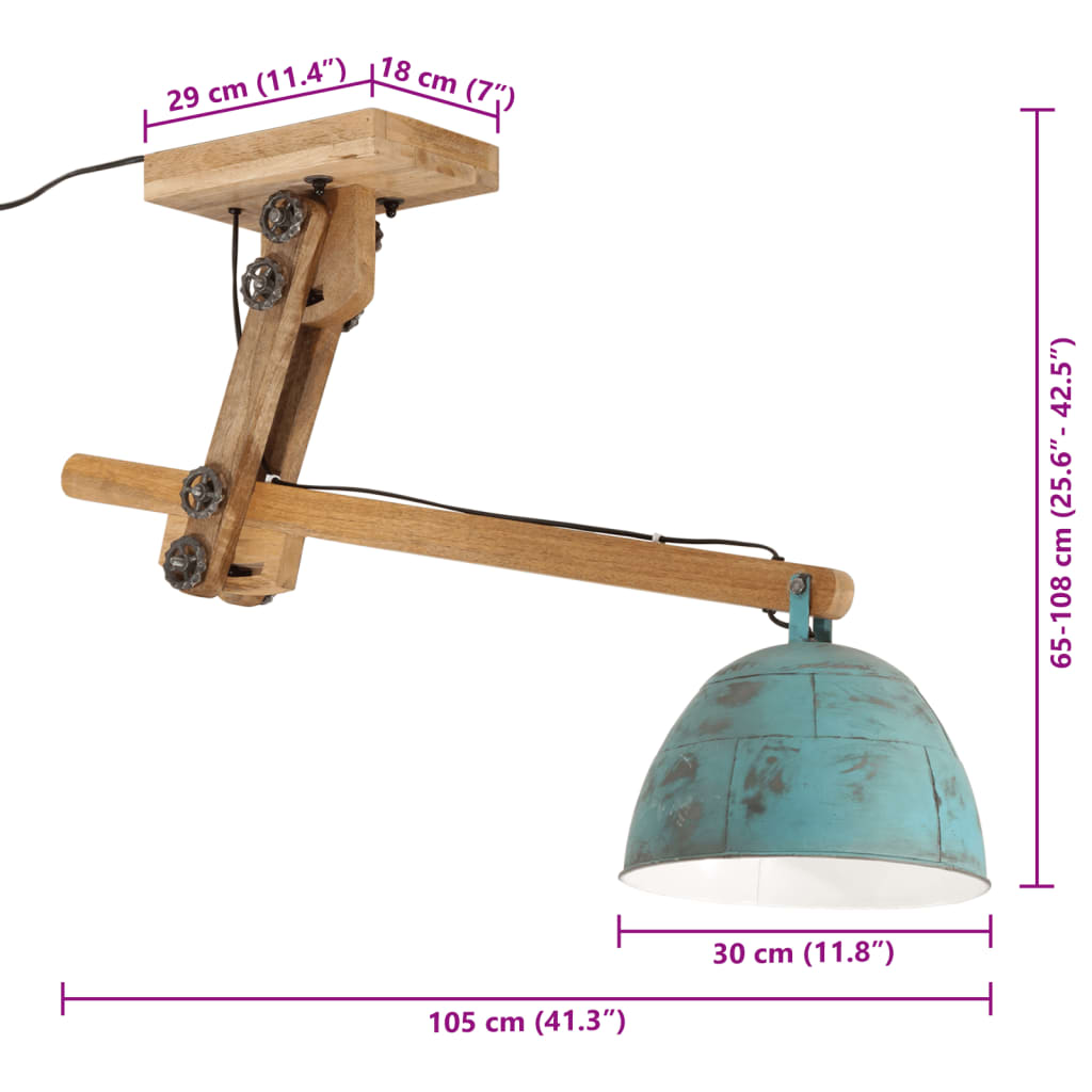 Φωτιστικό Οροφής 25 W Αντικέ Μπλε 105x30x65-108 εκ. Ε27