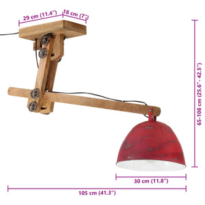 Φωτιστικό Οροφής 25 W Αντικέ Κόκκινο 105x30x65-108 εκ. Ε27