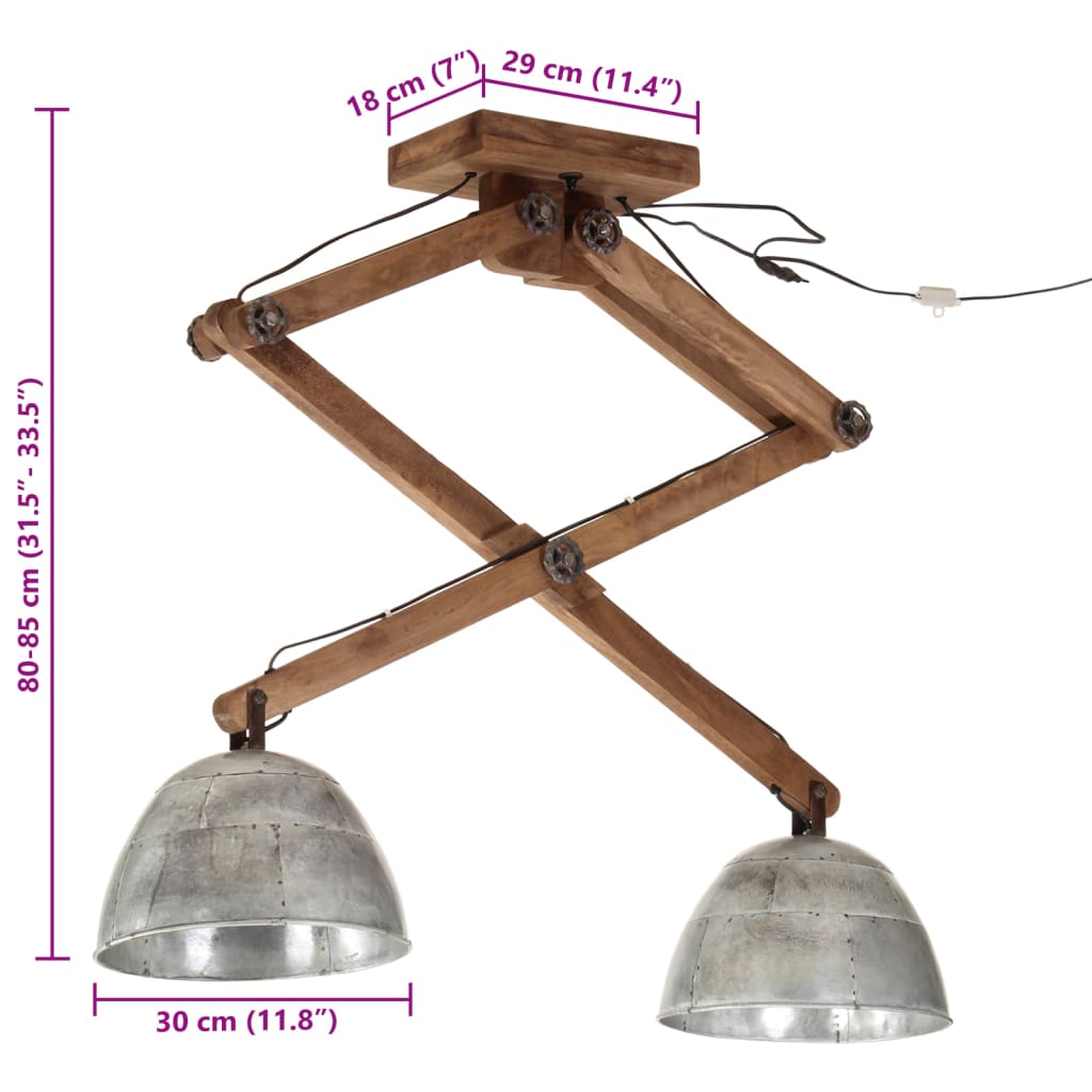 Φωτιστικό Οροφής 25 W Vintage Ασημί 29x18x85 εκ. Ε27 - Pakobazaar