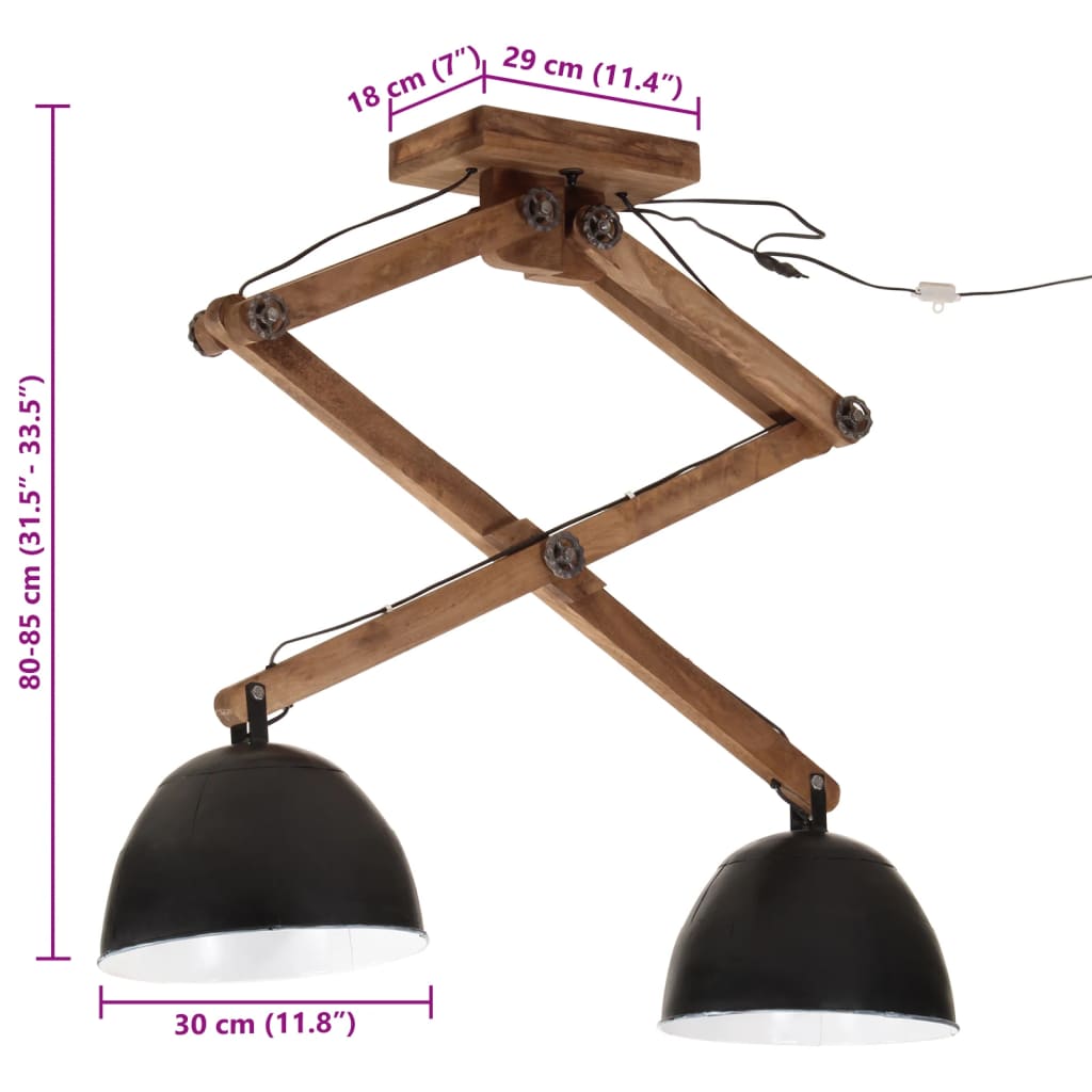 Φωτιστικό Οροφής 25 W Μαύρο 29x18x85 εκ. Ε27