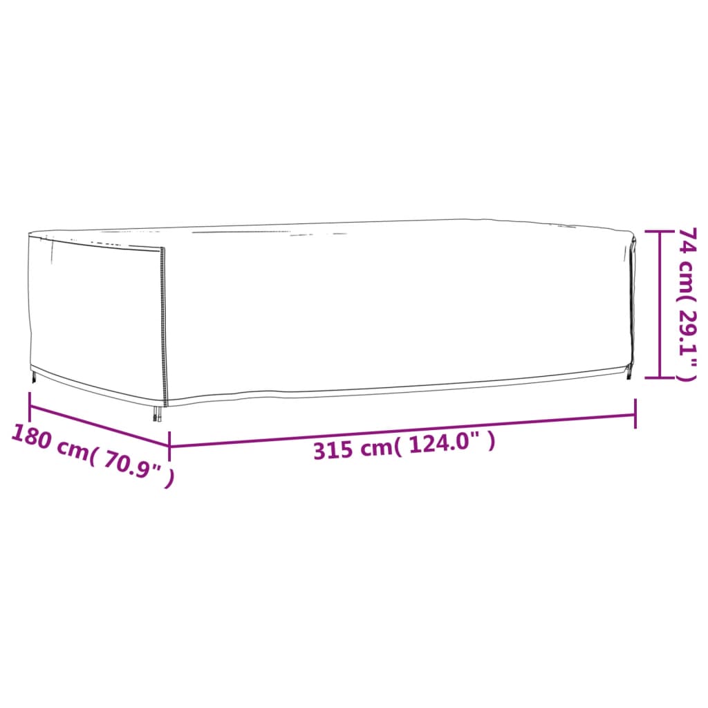 Κάλυμμα Επίπλων Κήπου Μαύρο 315x180x74 εκ. 420D Ύφασμα Oxford