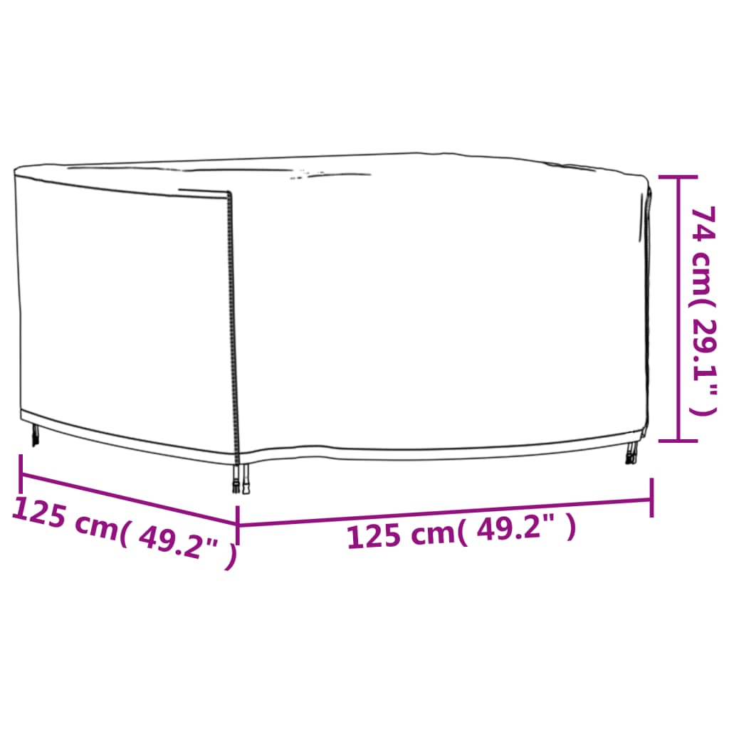 Κάλυμμα Επίπλων Κήπου Μαύρο 125x125x74 εκ. 420D Ύφασμα Oxford