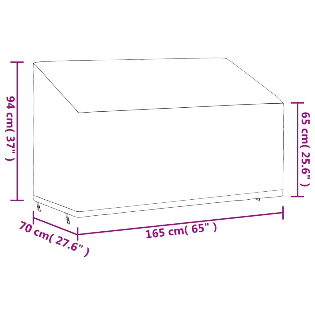 Κάλυμμα Τριθέσιου Πάγκου Μαύρο 165x70x65/94εκ Ύφ. Oxford 420D