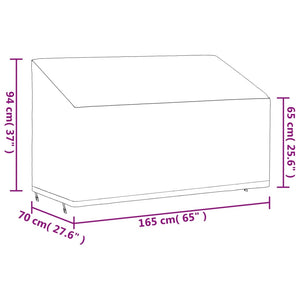 Κάλυμμα Τριθέσιου Πάγκου Μαύρο 165x70x65/94εκ Ύφ. Oxford 420D