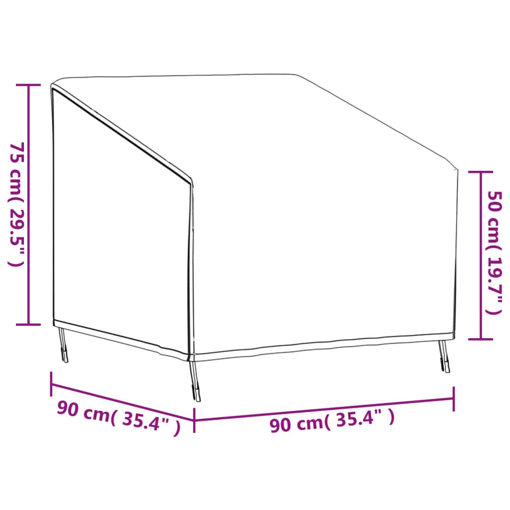 Κάλυμμα Καρέκλας Κήπου Μαύρο 90x90x50/75 εκ. 420D Ύφ. Oxford