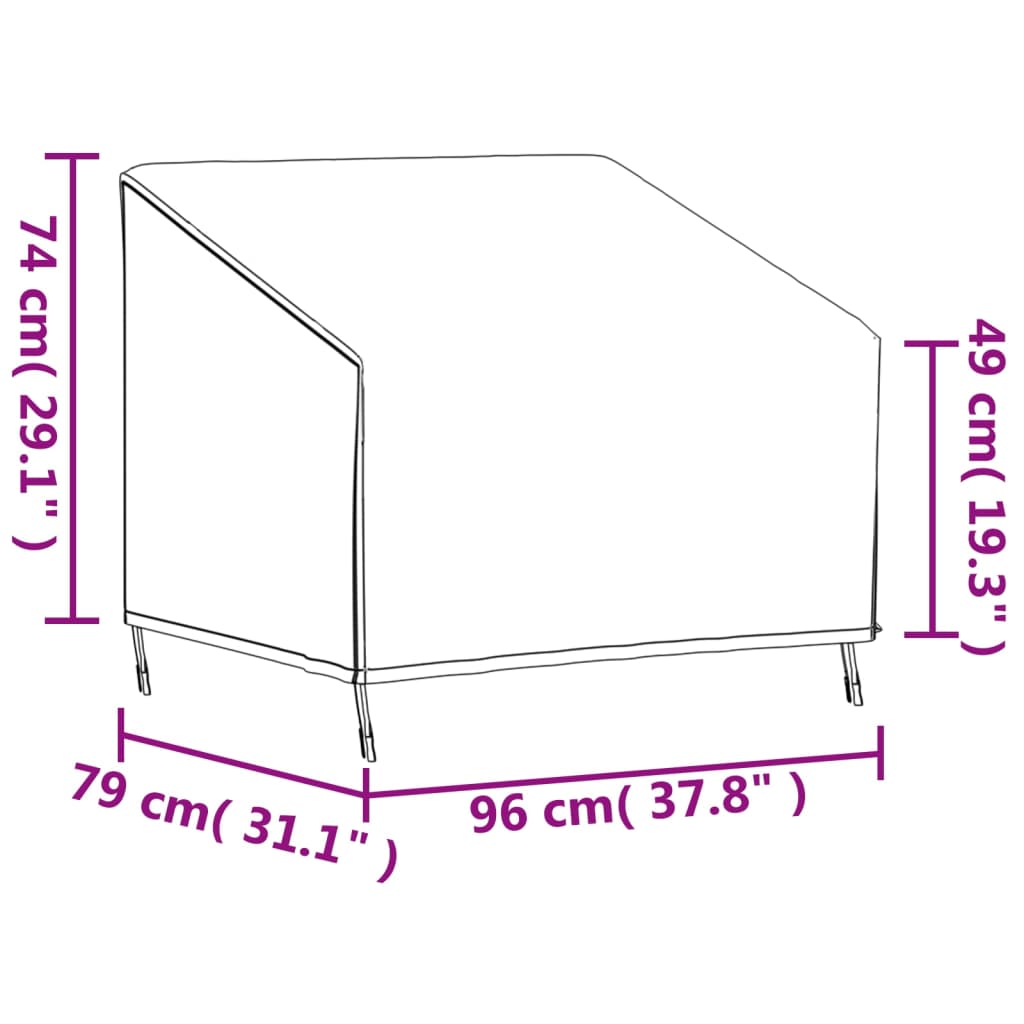 Κάλυμμα Καρέκλας Κήπου Μαύρο 96x79x49/74 εκ. 420D Ύφ. Oxford