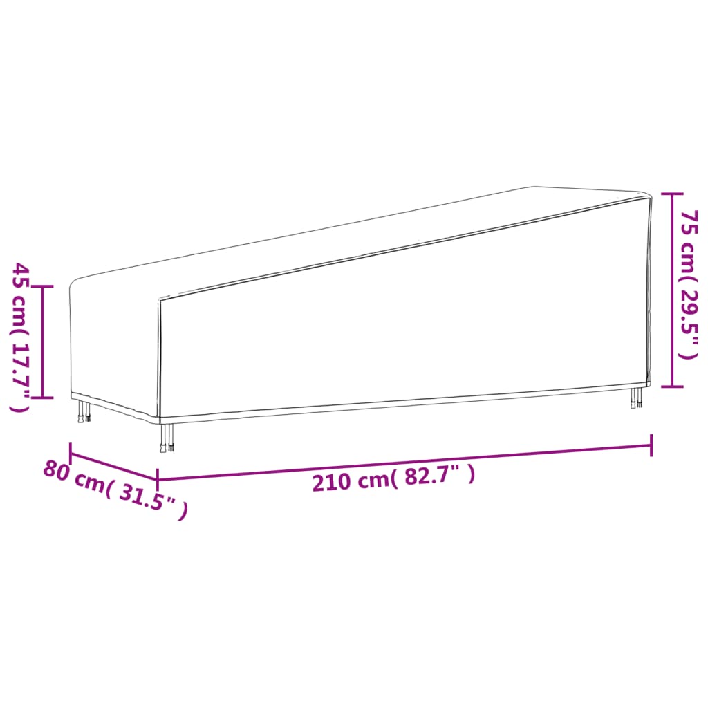 Κάλυμμα Ξαπλώστρας Μαύρο 210x80x45/75 εκ. 420D Ύφασμα Oxford - Pakobazaar