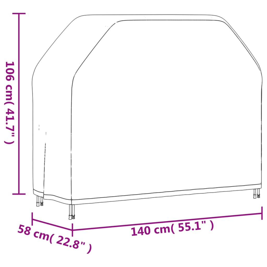 Κάλυμμα Ψησταριάς 140x58x106 εκ. Μαύρο 420D Ύφασμα Oxford