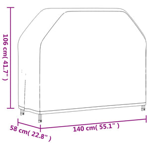 Κάλυμμα Ψησταριάς 140x58x106 εκ. Μαύρο 420D Ύφασμα Oxford