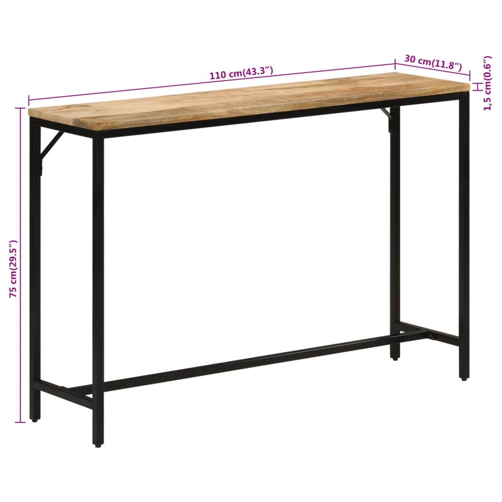 Τραπέζι Κονσόλα 110x30x75 εκ. Μασίφ Ακατ. Ξύλο Μάνγκο/Σίδηρο - Pakobazaar
