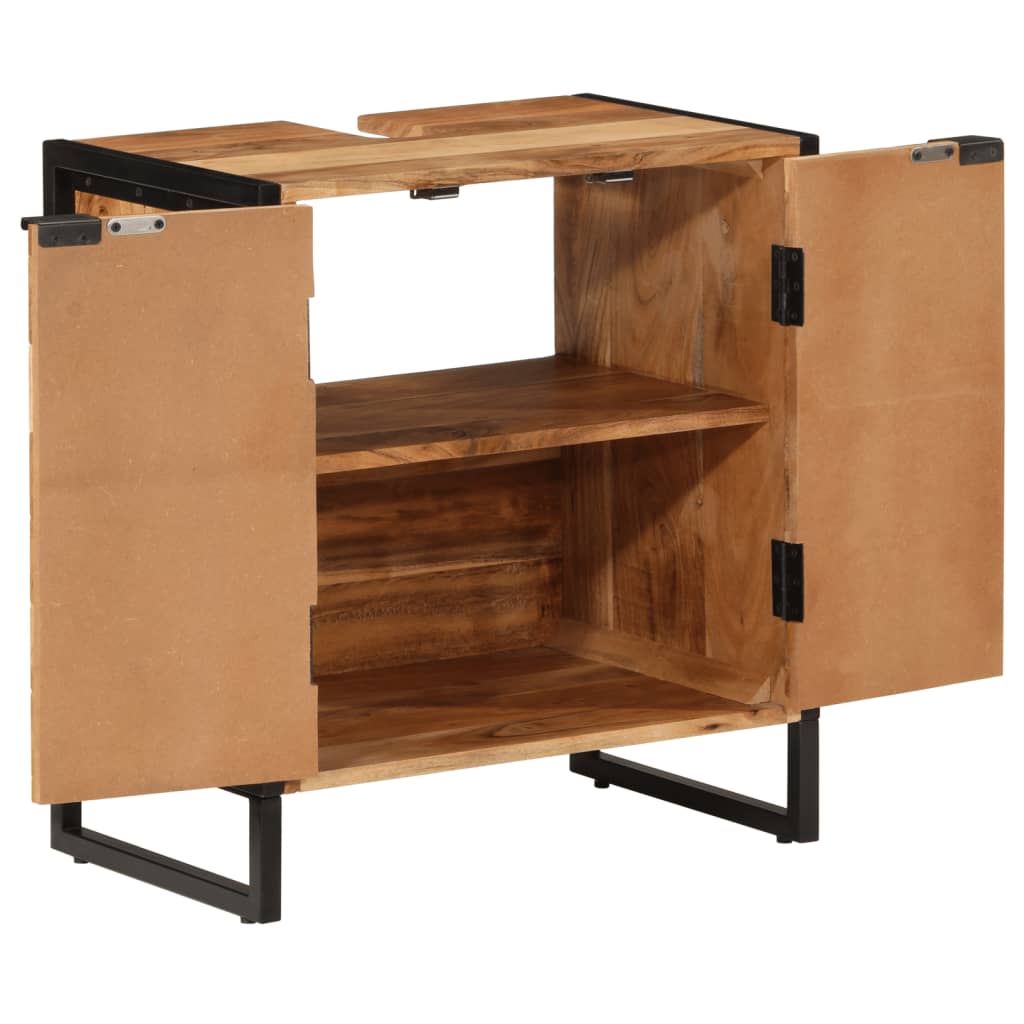 Ντουλάπι Μπάνιου Επιτοίχιο 55x35x60 εκ. Μασίφ Ακακία/Σίδερο