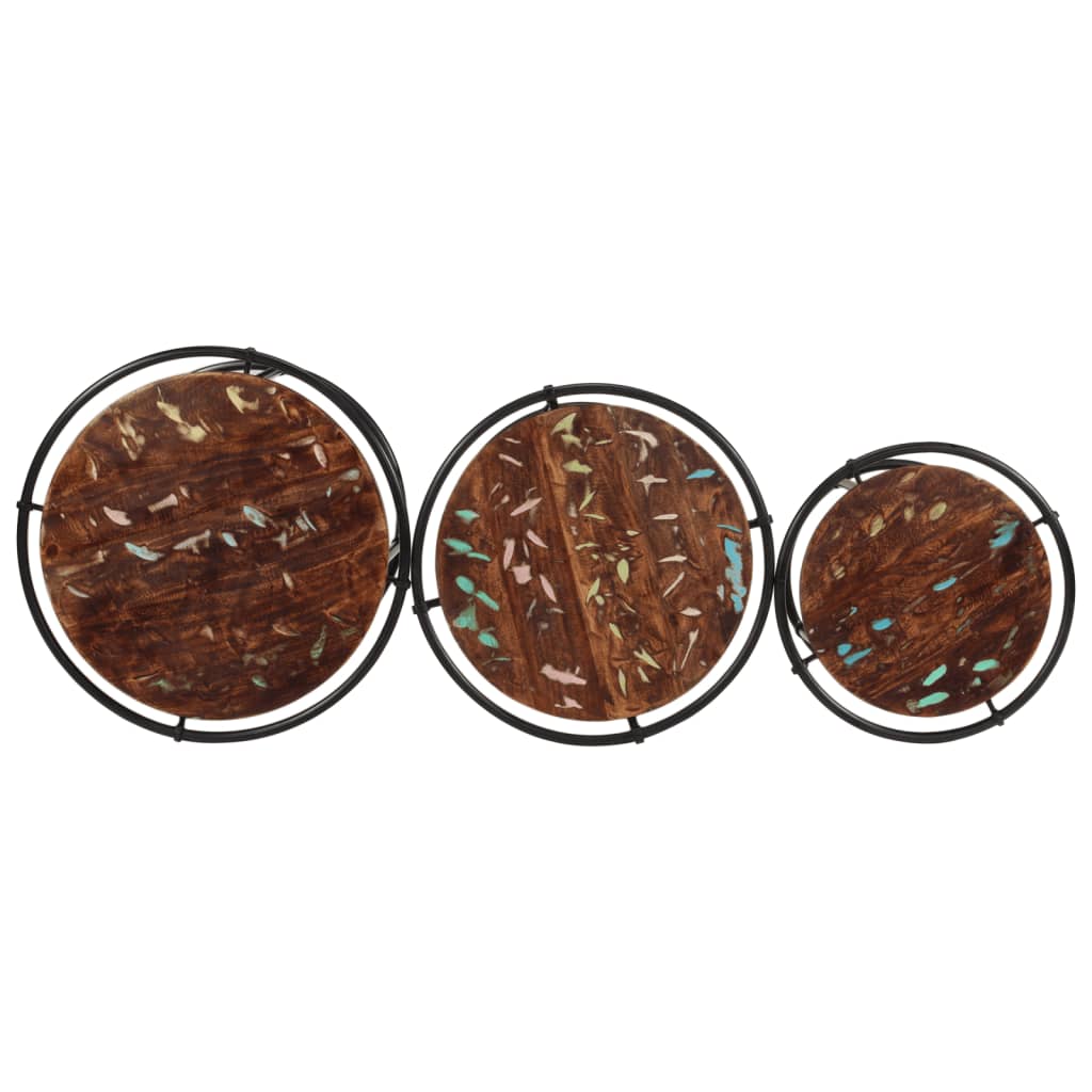 Τραπεζάκια Ζιγκόν 3 τεμ. από Μασίφ Ανακυκλωμένο Ξύλο