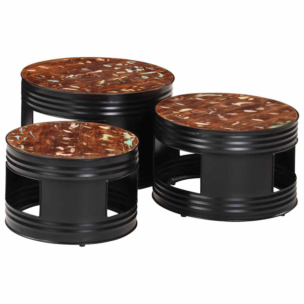 Τραπέζια Μπαρ Σχήμα Ντραμς 3Τεμ. από Μασίφ Ανακυκλωμένο Ξύλο