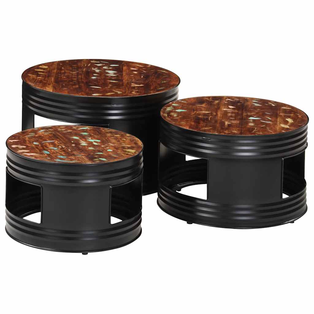 Τραπέζια Μπαρ Σχήμα Ντραμς 3Τεμ. από Μασίφ Ανακυκλωμένο Ξύλο