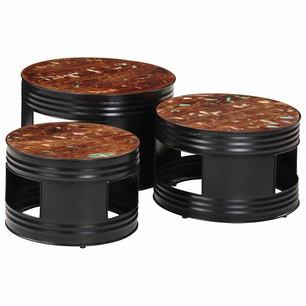 Τραπέζια Μπαρ Σχήμα Ντραμς 3Τεμ. από Μασίφ Ανακυκλωμένο Ξύλο