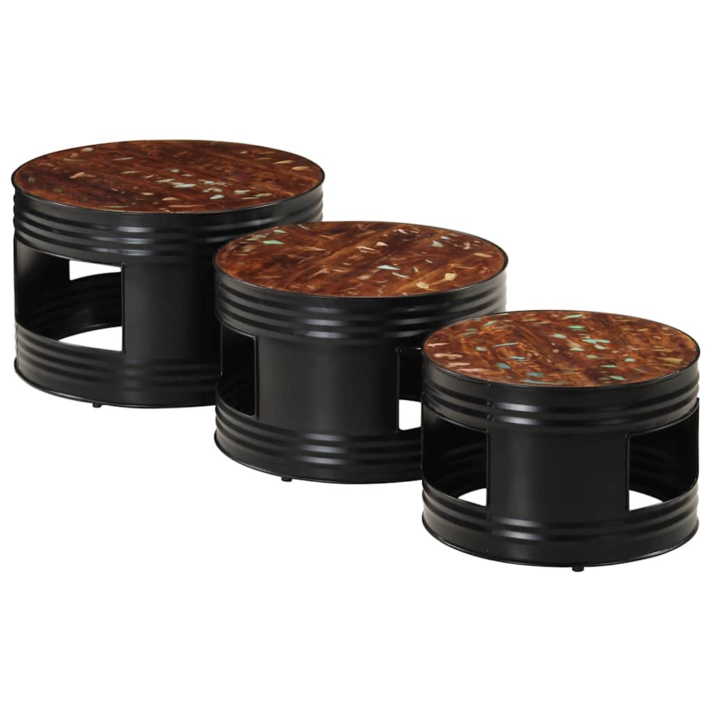 Τραπέζια Μπαρ Σχήμα Ντραμς 3Τεμ. από Μασίφ Ανακυκλωμένο Ξύλο