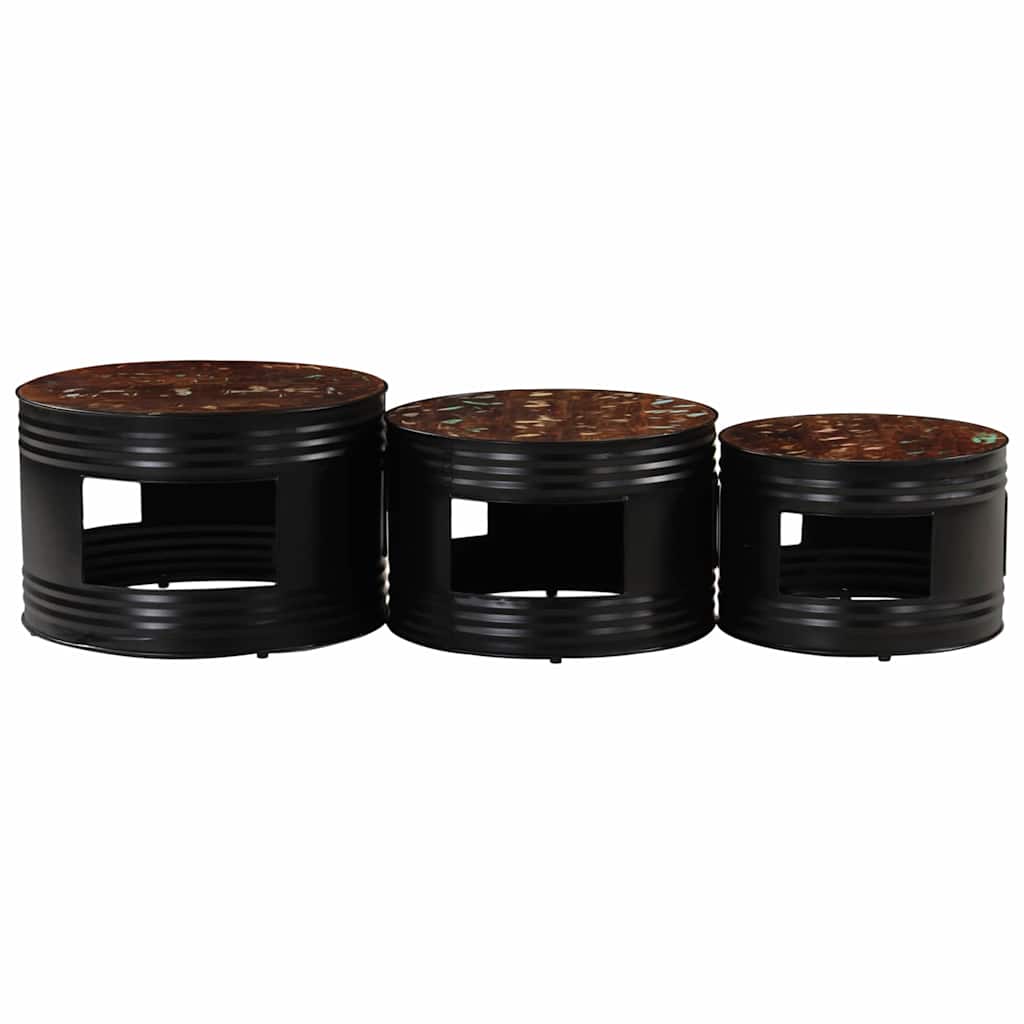 Τραπέζια Μπαρ Σχήμα Ντραμς 3Τεμ. από Μασίφ Ανακυκλωμένο Ξύλο