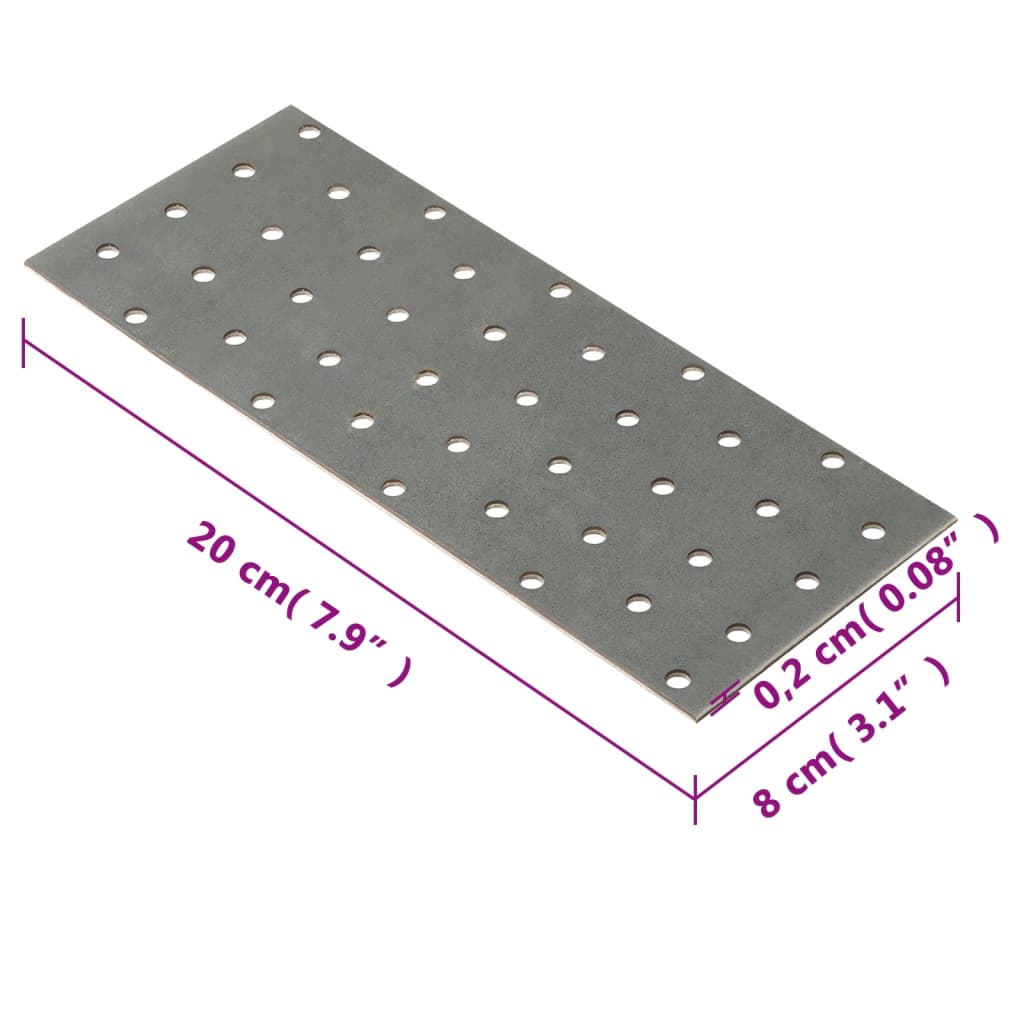 Πλάκες Διάτρητες 40 Τεμ. 2 χιλ. 200x80 χιλ. από Γαλβ. Χάλυβα