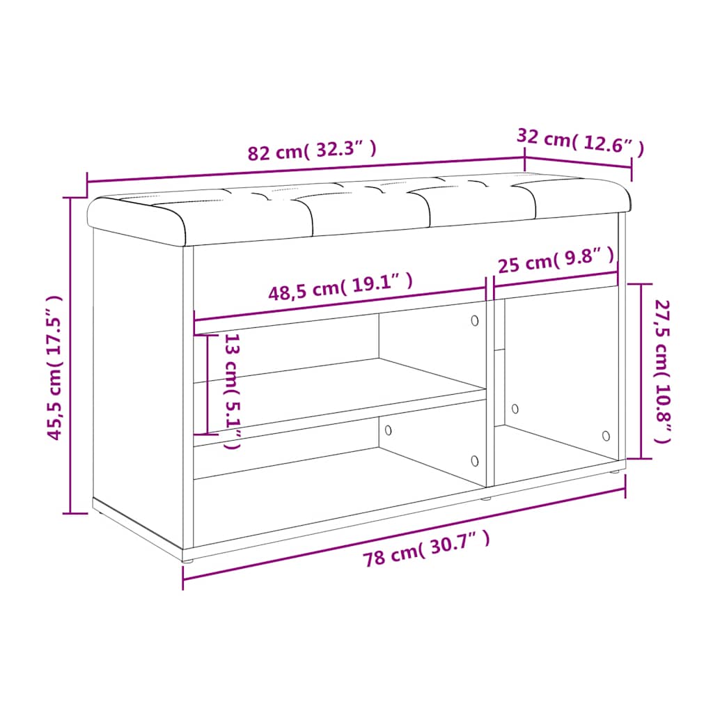 Παπουτσοθήκη Sonoma Δρυς 82x32x45,5 εκ. από Επεξεργασμένο Ξύλο - Pakobazaar