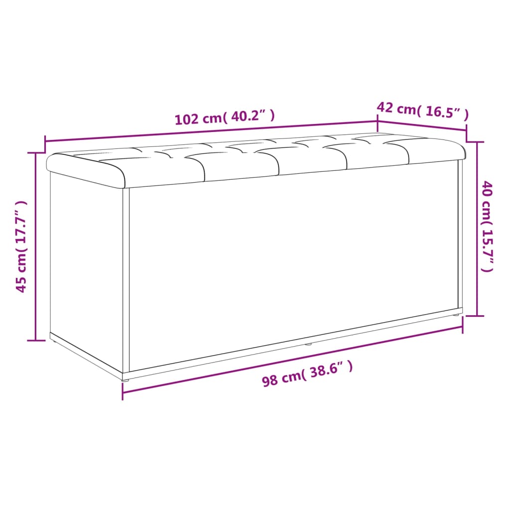 Παγκάκι Αποθήκευσης Καφέ Δρυς 102x42x45 εκ. από Επεξ. Ξύλο