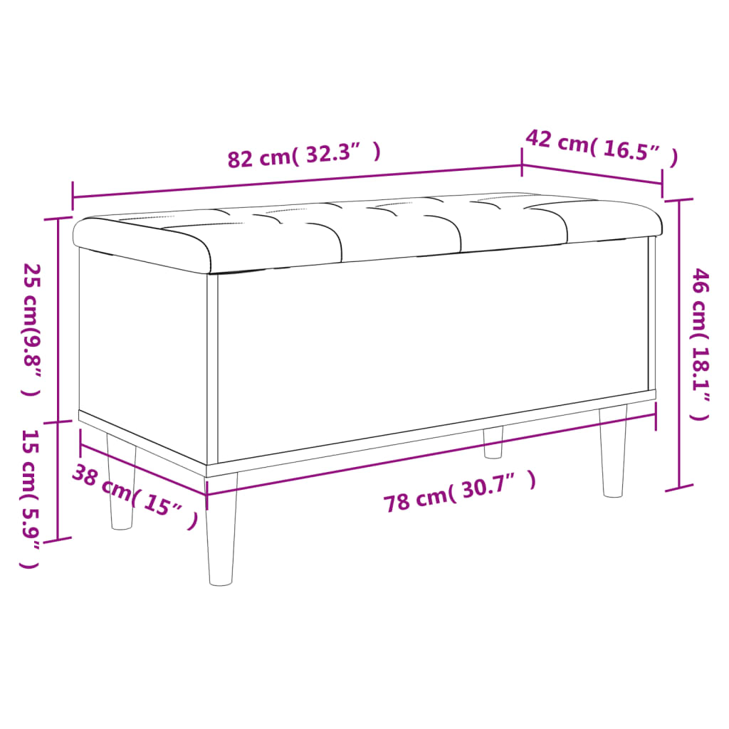 Παγκάκι Αποθήκευσης Καφέ Δρυς 82x42x46 εκ. από Επεξ. Ξύλο