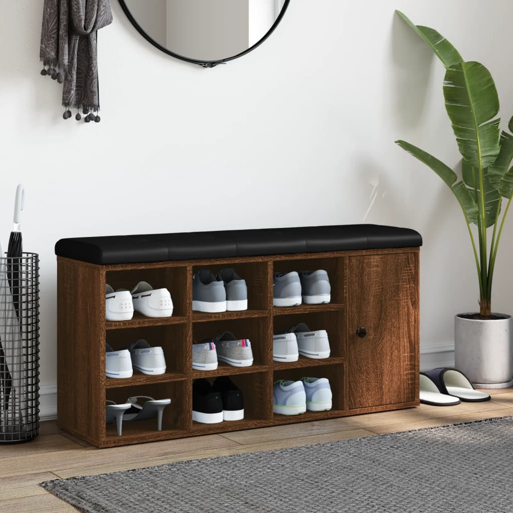 Παπουτσοθήκη Καφέ Δρυς 102x32x50 εκ. από Επεξεργασμένο Ξύλο - Pakobazaar