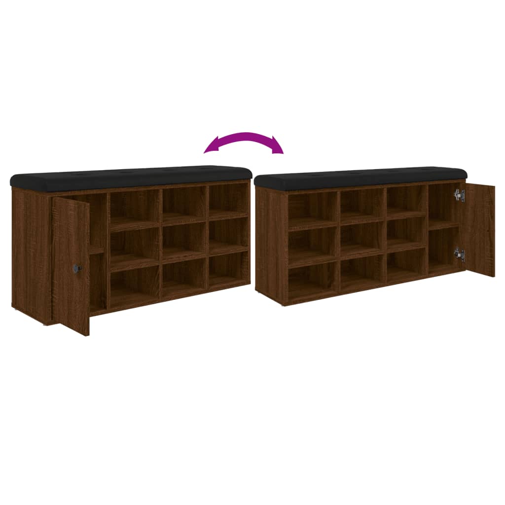 Παπουτσοθήκη Καφέ Δρυς 102x32x50 εκ. από Επεξεργασμένο Ξύλο - Pakobazaar