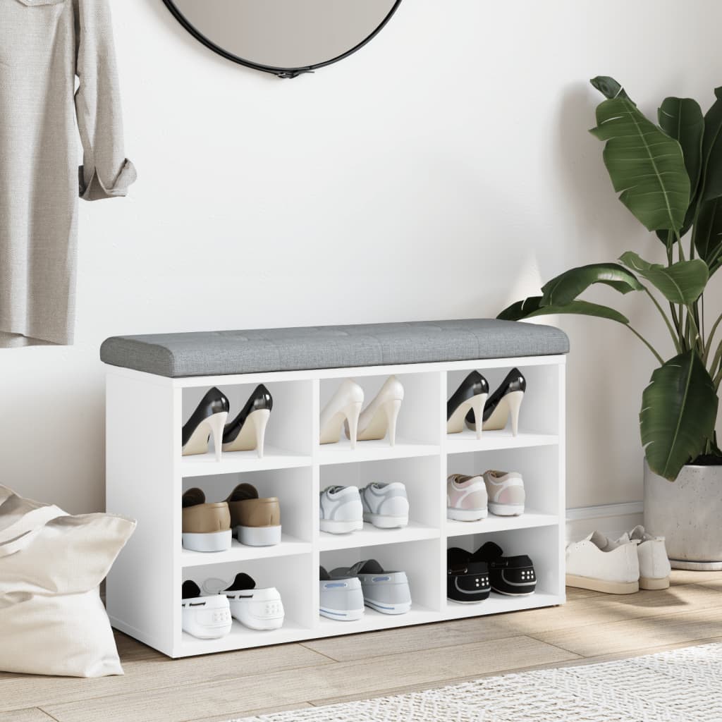 Παγκάκι Παπουτσιών Λευκό 82 x 32 x 50 εκ. από Τεχνητό Ξύλο - Pakobazaar