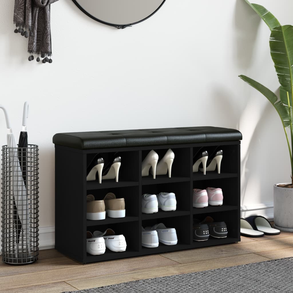 Παπουτσοθήκη Μαύρη 82 x 32 x 50 εκ. από Επεξεργασμένο Ξύλο - Pakobazaar