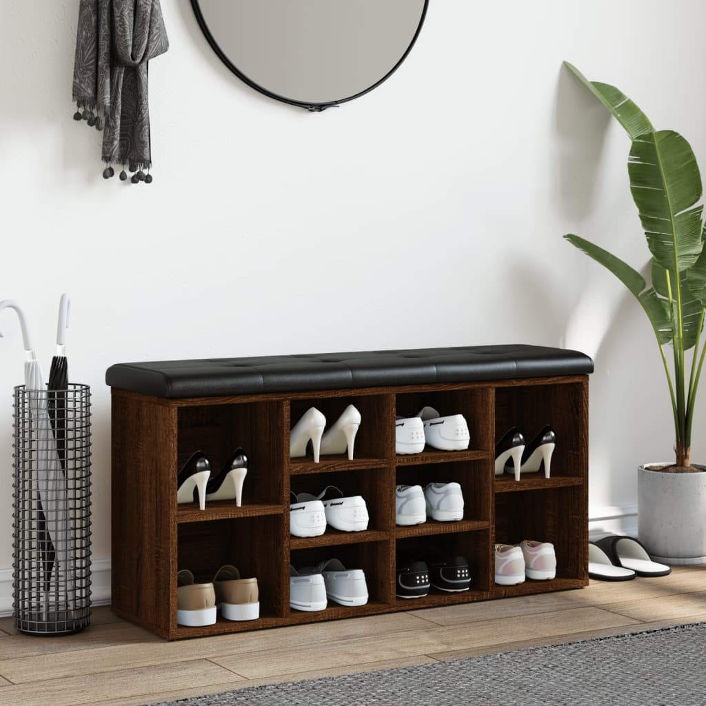 Παπουτσοθήκη Καφέ Δρυς 102x32x50 εκ. από Επεξεργασμένο Ξύλο - Pakobazaar
