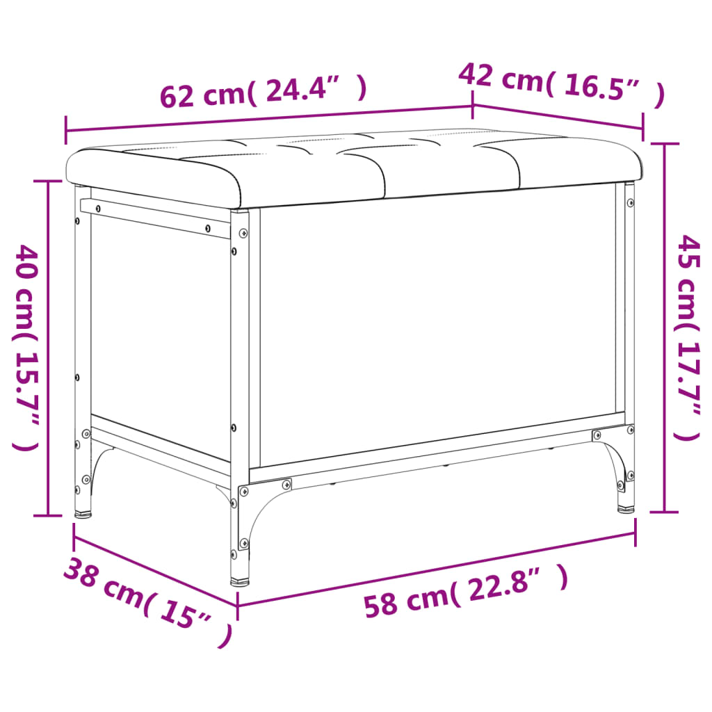 Παγκάκι Αποθήκευσης Γκρι Sonoma 62x42x45 εκ. Επεξεργασμένο Ξύλο