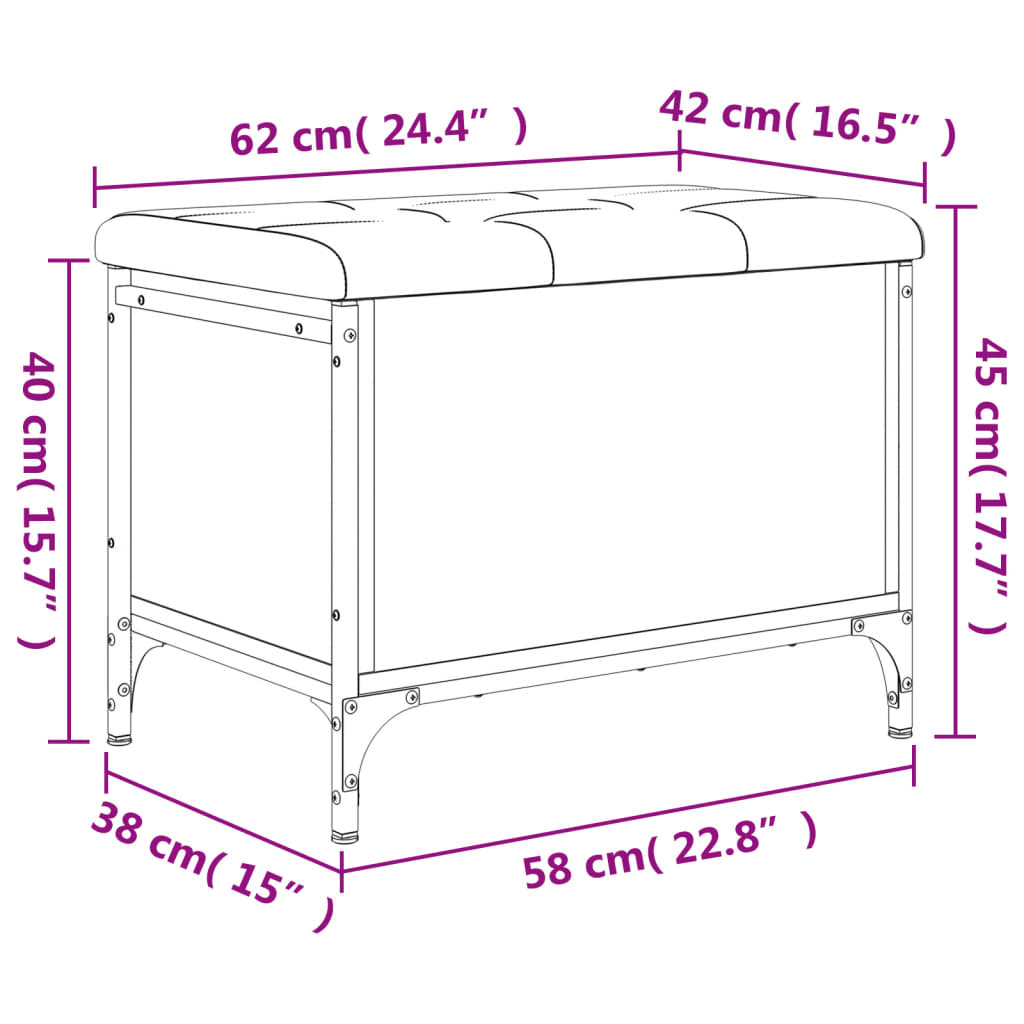 Παγκάκι Αποθήκευσης Καφέ Δρυς 62x42x45 εκ. από Επεξ. Ξύλο