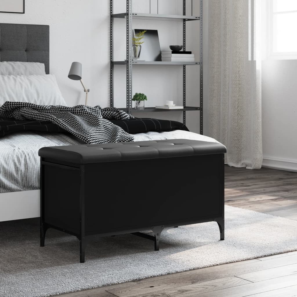 Παγκάκι Αποθήκευσης Μαύρο 82x42x45 εκ. από Επεξεργασμένο Ξύλο - Pakobazaar