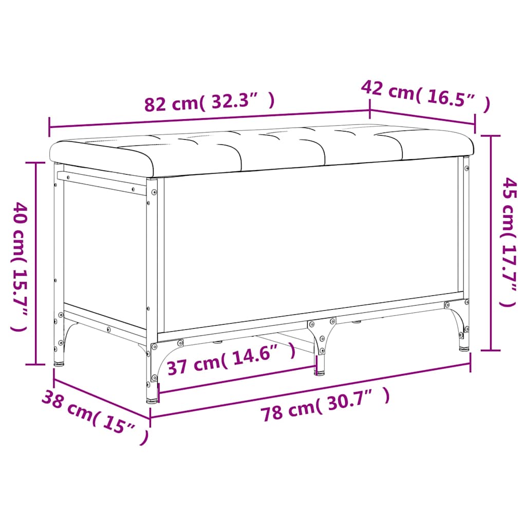 Παγκάκι Αποθήκευσης Γκρι Sonoma 82x42x45 εκ. Επεξεργασμένο Ξύλο